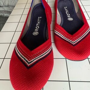Rothy's Vibrant Red Flats with Striped Detail size 11